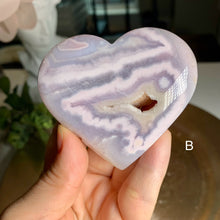 Load image into Gallery viewer, Rare - top quality pink flower agate heart with druzy