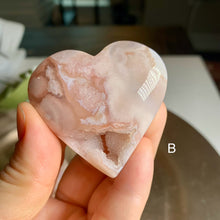 Load image into Gallery viewer, High quality pink flower agate heart