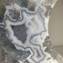 Load image into Gallery viewer, Rare - large size druzy agate moon from Brazil ( free stand)