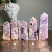 Load image into Gallery viewer, High quality - pink amethyst flower agate druzy towers