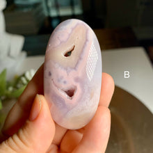 Load image into Gallery viewer, Rare - top quality pink flower agate heart and palm stone