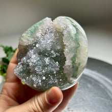 Load image into Gallery viewer, Top quality – Rainbow amethyst from Uruguay with natural moss agate skin & sparkling druzy