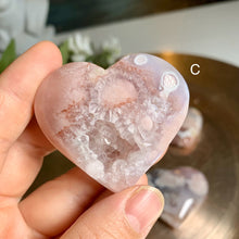 Load image into Gallery viewer, High quality - pink amethyst flower agate hearts