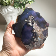 Load image into Gallery viewer, Blue Flower Agate Slice from Madagascar — Polished Chalcedony Slab with Natural Floral Patterns