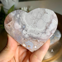Load image into Gallery viewer, High quality - pink flower agate heart