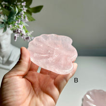 Load image into Gallery viewer, Rose Quartz Shell Dish, Natural Crystal Trinket Tray, Pink Crystal Jewelry Dish, Hand Carved Gemstone Bowl, Gift for Her birthday