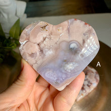Load image into Gallery viewer, Top quality - pink flower agate heart / druzy pink flower agate heart