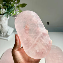Load image into Gallery viewer, Rose Quartz Tray, Natural Crystal Charging Plate, Pink Crystal Jewelry Tray, Gemstone Trinket Dish, Crystal Display Decor
