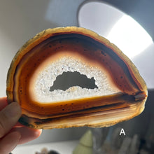 Load image into Gallery viewer, Top Quality Brazilian Agate Slice – Natural Banding & Druzy Center