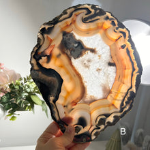 Load image into Gallery viewer, Rare - Top Quality Brazilian Agate Slice – Natural Banding & Translucent Glow