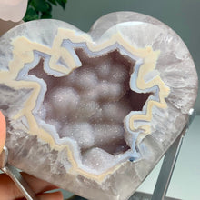 Load image into Gallery viewer, Top quality - rare pink druzy agate heart from Brazil ( free stand)