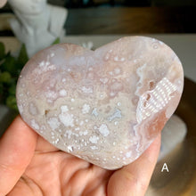 Load image into Gallery viewer, High quality - pink flower agate heart