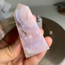 Load image into Gallery viewer, High quality druzy pink amethyst flower agate tower / druzy pink amethyst flower agate point