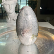Load image into Gallery viewer, Rare - druzy amethyst agate tower with fire quartz and moss agate on skin / rainbow amethyst freeform