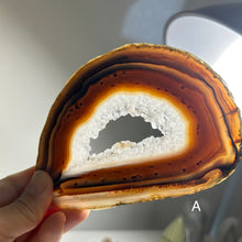 Load image into Gallery viewer, Top Quality Brazilian Agate Slice – Natural Banding & Druzy Center