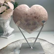 Load image into Gallery viewer, Top quality - rare pink druzy agate heart from Brazil ( free stand)