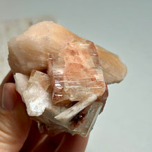 Load image into Gallery viewer, Pink Mangano Calcite with Red-Banded Calcite — Rare Bladed Calcite Cluster from Hunan, China