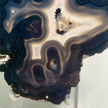 Load image into Gallery viewer, Rare - Black banding agate slab with druzy / agate slice with druzy