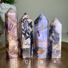 Load image into Gallery viewer, Rare - high quality blue flower agate towers/points