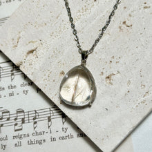 Load image into Gallery viewer, Golden Rutilated Quartz Pendant in Silver | Clear Rutile Crystal Necklace | Minimalist One of a Kind Jewelry