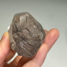 Load image into Gallery viewer, Steel Silver Rutilated Quartz Crystal Point | Coarse Rutile Inclusions | Natural Rutilated Quartz Specimen | Mineral Display