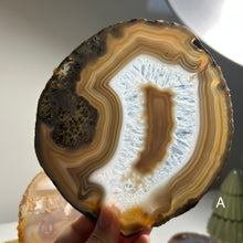 Load image into Gallery viewer, Top Quality Brazilian Agate Slice – Natural Banding, Druzy Texture & Warm Earth Tones