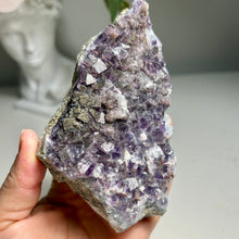 Load image into Gallery viewer, Xianghualing blue purple fluorite with sparkling pyrite surface
