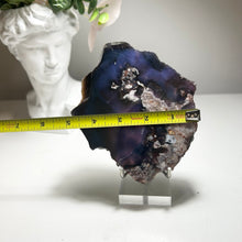 Load image into Gallery viewer, Blue Flower Agate Slice from Madagascar — Polished Chalcedony Slab with Natural Floral Patterns