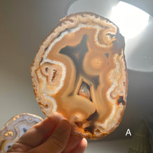 Load image into Gallery viewer, Top Quality Brazilian Agate Slice – Natural Banding, Soft Lavender Tones & Artistic Patterns