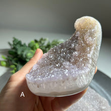 Load image into Gallery viewer, Top quality – Grey lavender amethyst geode from Uruguay with sparkling druzy
