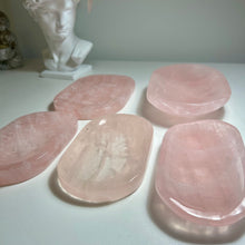 Load image into Gallery viewer, High Quality Rose Quartz Display Plate — Polished Pink Crystal Tray for Jewelry, Rituals & Home Décor