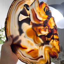Load image into Gallery viewer, Top quality - bog size fire black agate slice / slab from Brazil