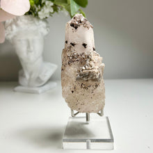Load image into Gallery viewer, Quartz Crystal Point with Metallic Mineral Coating | Black Speckled Inclusions