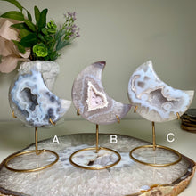 Load image into Gallery viewer, Top quality- Brazilian druzy agate moon ( free stand)