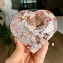 Load image into Gallery viewer, Top quality - pink flower agate heart / druzy pink flower agate heart