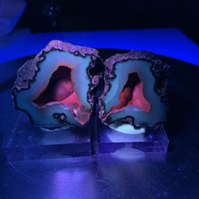 Load image into Gallery viewer, Rare found - high quality Argentina red fox agate geode pair with UV reaction