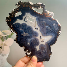 Load image into Gallery viewer, Rare - Black banding agate slab with druzy / agate slice with druzy