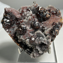 Load image into Gallery viewer, Rare - heart shape Red Garnet on Pink Dolomite Crystal Cluster — Sparkling Natural Mineral Specimen for Home Decor and Collection