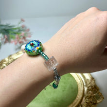 Load image into Gallery viewer, Blue Flower Lampwork Bracelet | Czech Glass & Pearl Bracelet | Artisan Handmade Jewelry