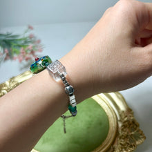 Load image into Gallery viewer, Blue Flower Lampwork Bracelet | Czech Glass & Pearl Bracelet | Artisan Handmade Jewelry