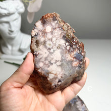 Load image into Gallery viewer, Blue & Pink Flower Agate Slice from Madagascar — Natural Crystal Slab with Unique Floral Patterns