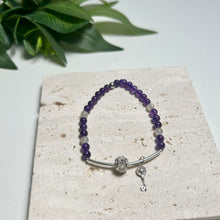 Load image into Gallery viewer, High-Quality Amethyst & Moonstone Bracelet - Solid 925 Sterling Silver Key Charm