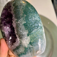 Load image into Gallery viewer, Rare found - druzy amethyst agate tower with moss agate on skin / rainbow amethyst tower