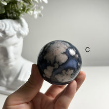 Load image into Gallery viewer, "Glacier Bloom" – Premium Blue Flower Agate Sphere