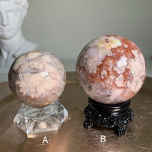 Load image into Gallery viewer, Rare - top quality pink and red flower agate sphere