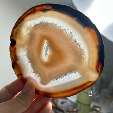 Load image into Gallery viewer, Top Quality Brazilian Agate Slice – Natural Banding & Druzy Center