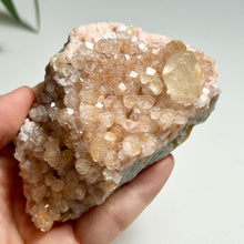 Load image into Gallery viewer, Pink Botryoidal Calcite Cluster with Honey Calcite Point