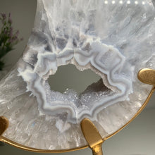 Load image into Gallery viewer, Rare - large size top quality druzy agate moon from Brazil ( free stand)