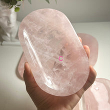 Load image into Gallery viewer, High Quality Rose Quartz Display Plate — Polished Pink Crystal Tray for Jewelry, Rituals & Home Décor