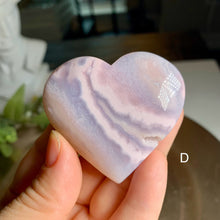 Load image into Gallery viewer, Rare - top quality pink flower agate heart and palm stone